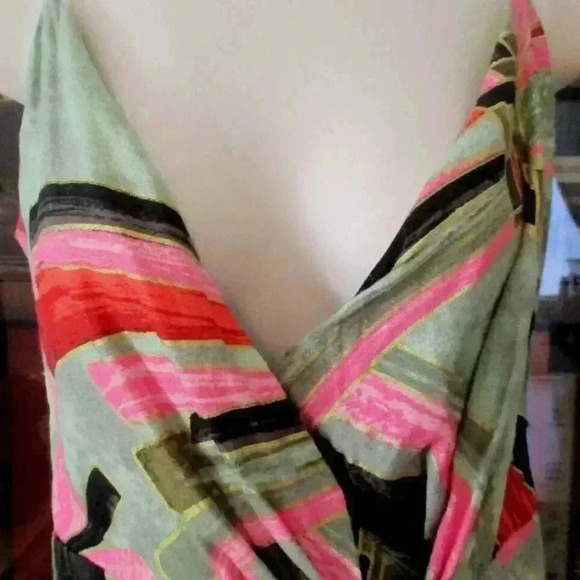 NWT  $425 Jason Wu Tropical Gold Accent Faux Wrap Tie Linen Blend Dress sz 10 - Picture 5 of 14